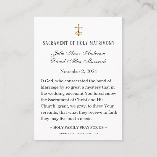 Kaart van het Kerst Katholiek Huwelijksgebed Plaatskaartje (Achterkant)