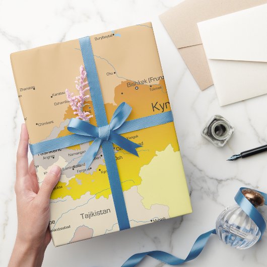 Kaart van het Kirgizische rappelpapier Cadeaupapier