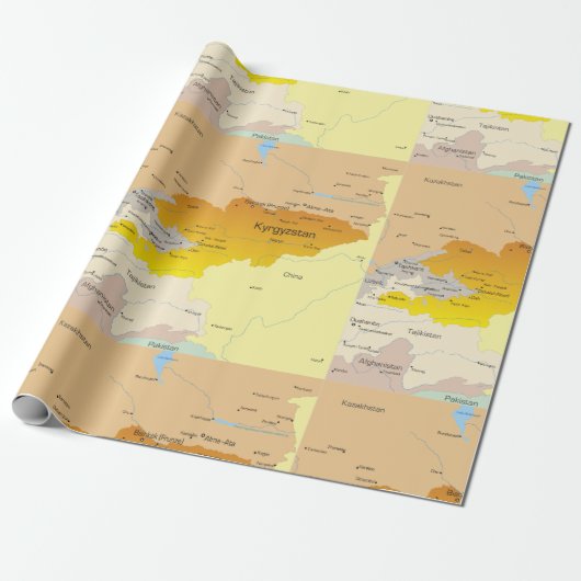 Kaart van het Kirgizische rappelpapier Cadeaupapier (Uitgerold)