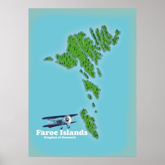 Kaart van het Koninkrijk Denemarken van de Faeröer Poster (Voorkant)