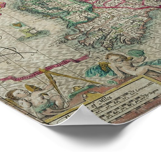 Kaart van het Koninkrijk Groot-Brittannië en Ierla Poster (Hoek)