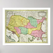 Kaart van het Koninkrijk Hongarije en de staten di Poster (Voorkant)