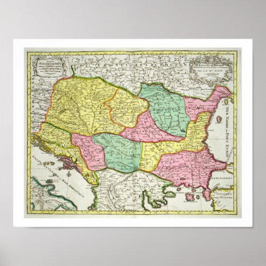 Kaart van het Koninkrijk Hongarije en de staten di Poster (Voorkant)