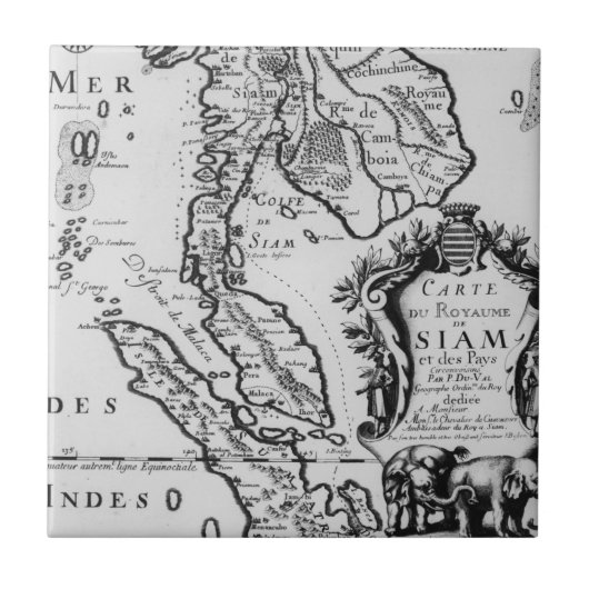 Kaart van het Koninkrijk Siam Tegeltje (Voorkant)