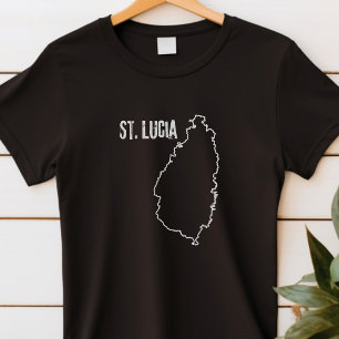 Kaart van het land St. Lucia met grenslijn T-shirt