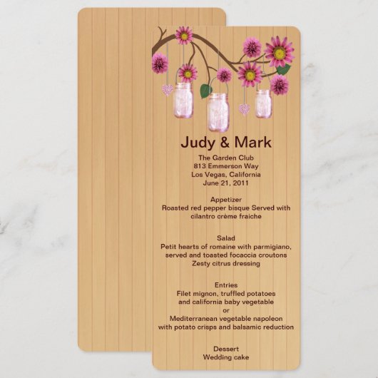 Kaart van het landelijke roze roze stemmetje jars (Voorkant / Achterkant)