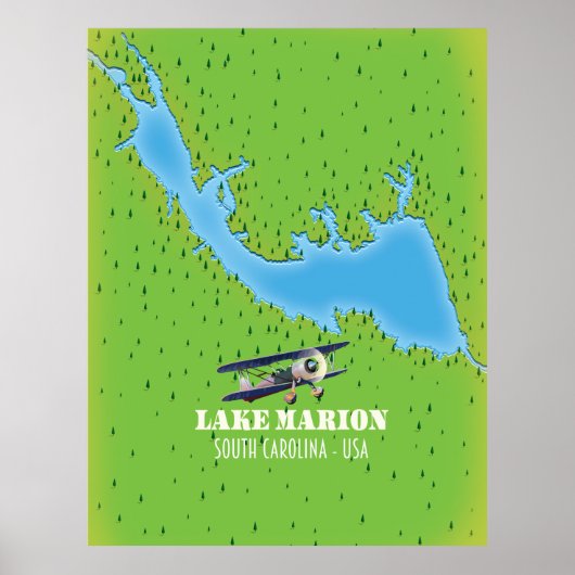 kaart van het marionmeer ten zuiden van carolina poster (Voorkant)