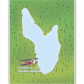 kaart van het meer Hubbard in het noordelijke Mich Sticker (Voorkant)