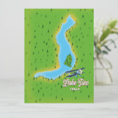 kaart van het meer Iseo Italië (Staand voorkant)