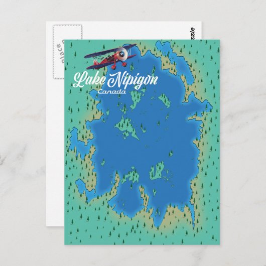 kaart van het meer Nipigon Canada (Voorkant / Achterkant)