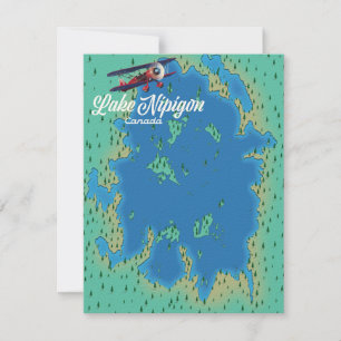 kaart van het meer Nipigon Canada