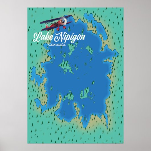 kaart van het meer Nipigon Canada Poster (Voorkant)