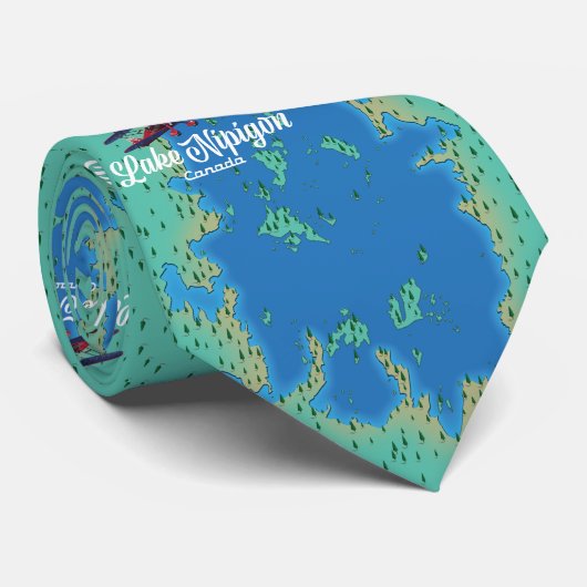 kaart van het meer Nipigon Canada Stropdas (Opgerold)