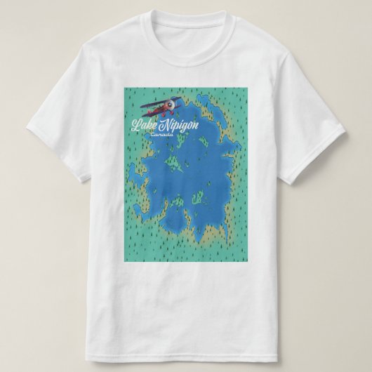 kaart van het meer Nipigon Canada T-shirt (Design voorkant)