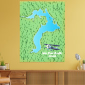 kaart van het meer Pend Oreille Idaho Canvas Afdruk (Insitu (Woonkamer))