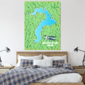 kaart van het meer Pend Oreille Idaho Canvas Afdruk (Insitu (Slaapkamer))