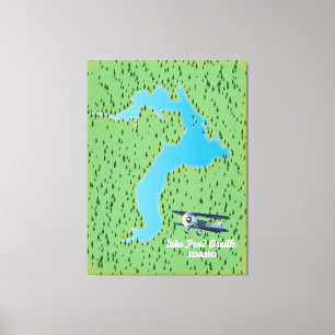 kaart van het meer Pend Oreille Idaho Canvas Afdruk