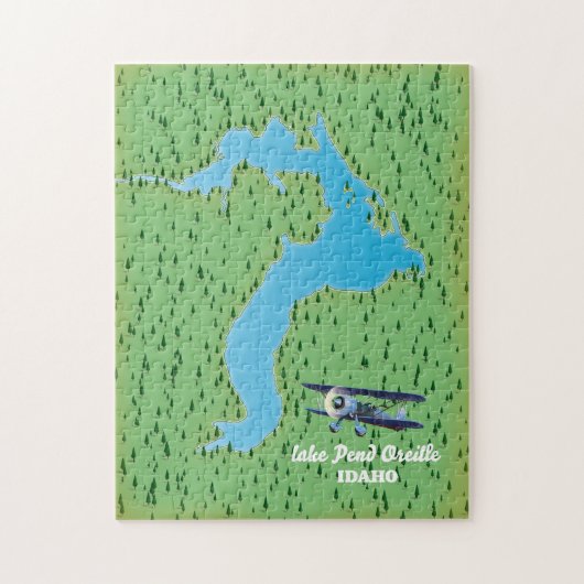 kaart van het meer Pend Oreille Idaho Legpuzzel (Verticaal)