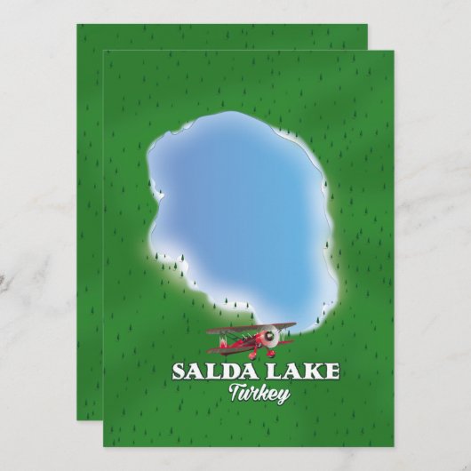 Kaart van het meer Salda Turkije (Voorkant / Achterkant)