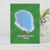Kaart van het meer Salda Turkije (Staand voorkant)