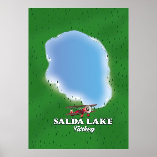 Kaart van het meer Salda Turkije Poster (Voorkant)