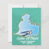 kaart van het meer St Clair USA Canada (Achterkant)