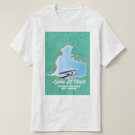 kaart van het meer St Clair USA Canada T-shirt (Design voorkant)