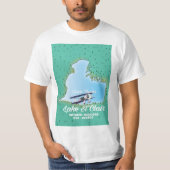 kaart van het meer St Clair USA Canada T-shirt (Voorkant)