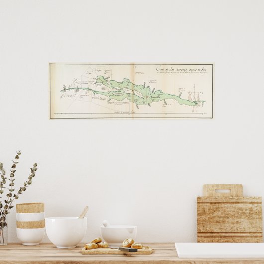 kaart van het meer van ChamPlain (1739) Poster (Keuken)