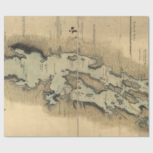  kaart van het meer van ChamPlain (1865) Cadeaupapier (Vlak)