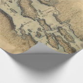 kaart van het meer van ChamPlain (1865) Cadeaupapier (Hoek)