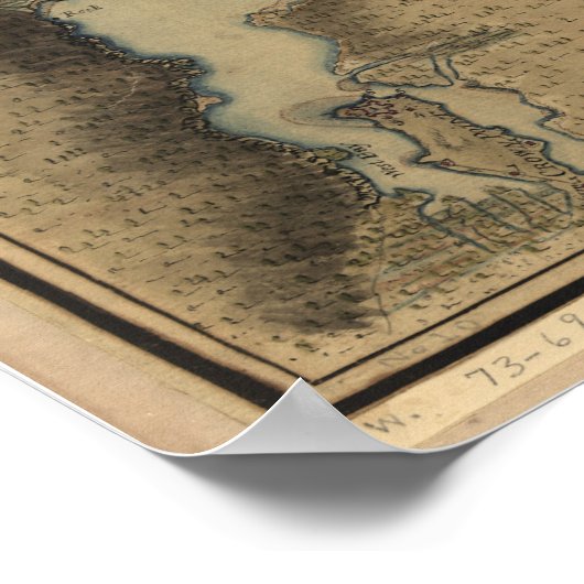 kaart van het meer van ChamPlain (1865) Poster (Hoek)