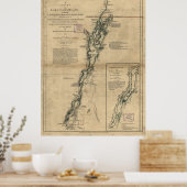 kaart van het meer van ChamPlain & het meer van G Poster (Keuken)