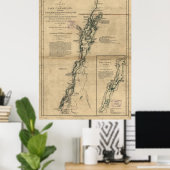 kaart van het meer van ChamPlain & het meer van G Poster (Thuiskantoor)