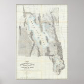  kaart van het meer van de Grote Zout (1852) Poster (Voorkant)