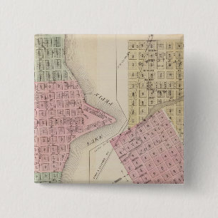 Kaart van het meer van de stad en kaart van Wabash Vierkante Button 5,1 Cm