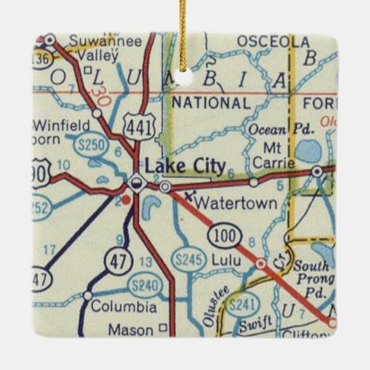 kaart van het meer van de stad FL Keramisch Ornament (Achterkant)