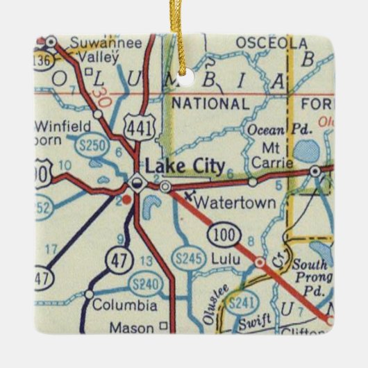  kaart van het meer van de stad FL Keramisch Ornament (Voorkant)