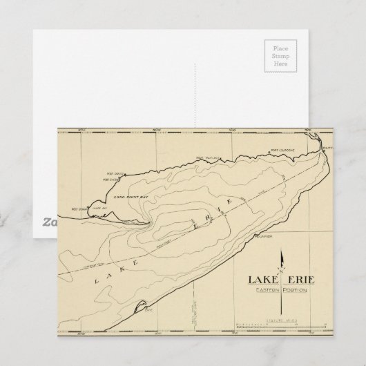  kaart van het meer van Erie New York (Voorkant / Achterkant)