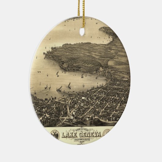 kaart van het meer van Genève Keramisch Ornament (Rechts)