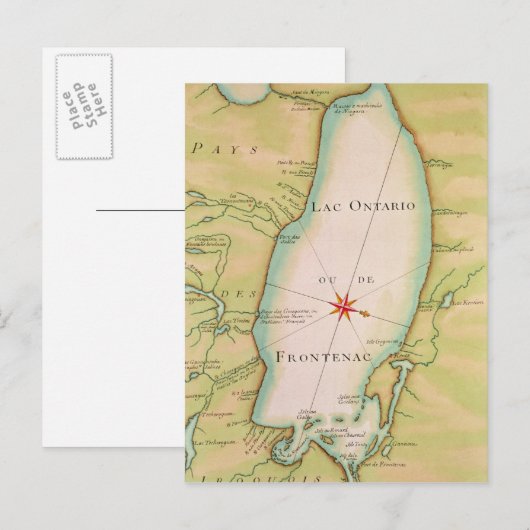Kaart van het meer van Ontario (Voorkant / Achterkant)