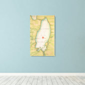 Kaart van het meer van Ontario Canvas Afdruk (Insitu (Houten vloer))