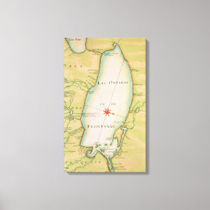 Kaart van het meer van Ontario Canvas Afdruk