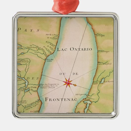 Kaart van het meer van Ontario Metalen Ornament (Voorkant)
