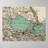 kaart van het meer van Pontchartrain (1887) Poster (Voorkant)