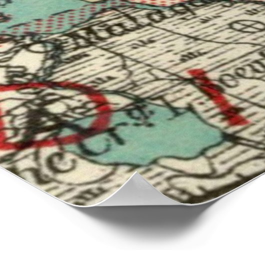 kaart van het meer van Pontchartrain (1887) Poster (Hoek)