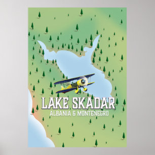 Kaart van het meer van Skadar-Albanië en Montenegr Poster