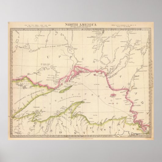 kaart van het meer van Superior (1832) Poster (Voorkant)