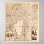  kaart van het meer van Tahoe Calfornia (1874) Poster (Voorkant)