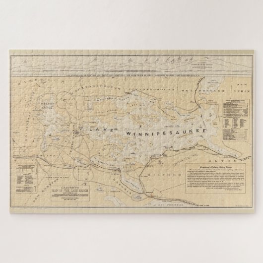 kaart van het meer van Winnipesaukee (1896) Legpuzzel (Horizontaal)